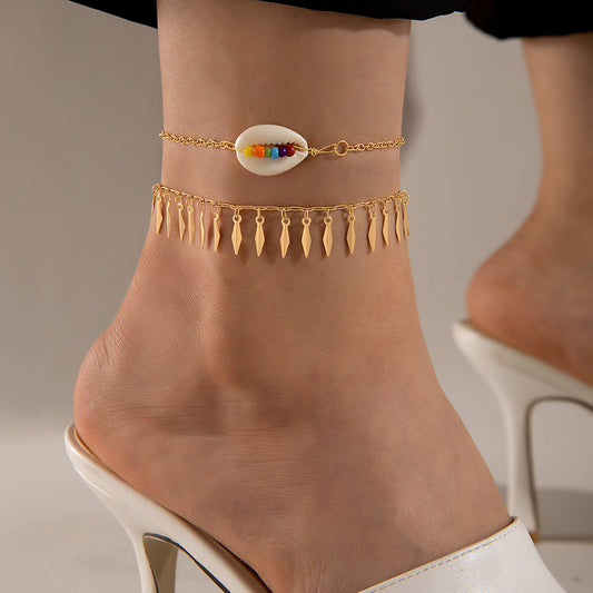 Elegant Multi-Layered Heart Anklet Set – Rhinestones for a Fashionable Touch