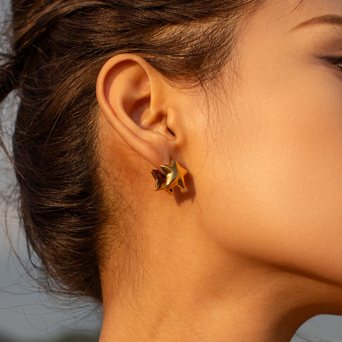 18K Gold Stainless Steel Vintage Minimalist Earrings - High-End Titanium Steel Jewelry