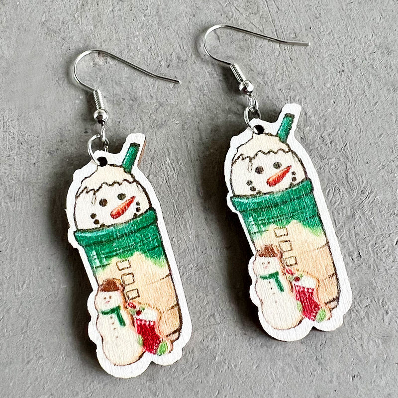 Wooden Christmas Socks Earrings