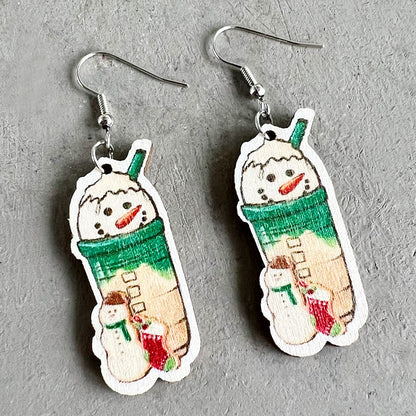 Wooden Christmas Socks Earrings