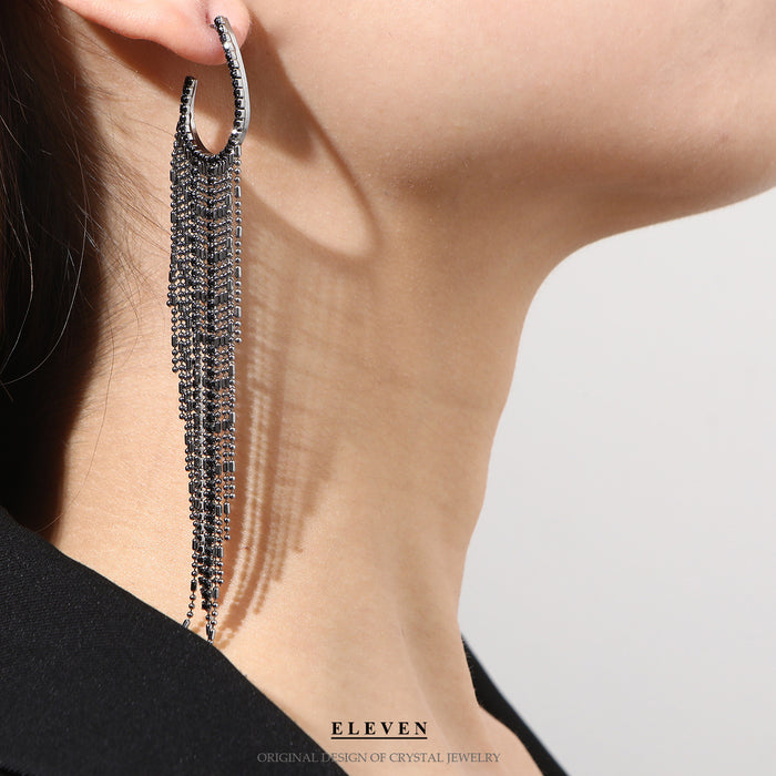 S925 Silver Needle Asymmetrical Tassel Earrings - Gold-Plated Statement Dangles for a Trendy Look