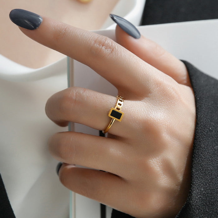 Wholesale non-fading stainless steel and titanium steel black square chain rings