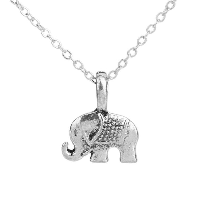 Vintage Elephant Single Layer Necklace with Geometric Animal Design