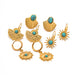 European Cross-Border Turquoise Titanium Steel Earrings - High-End Vintage Non-Fading Jewelry for Wholesale - wallojewerly 