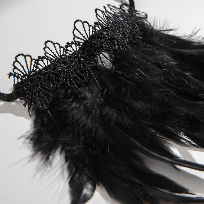 Gothic Punk Lace Feather Bracelet - Dark Style Jewelry for Women