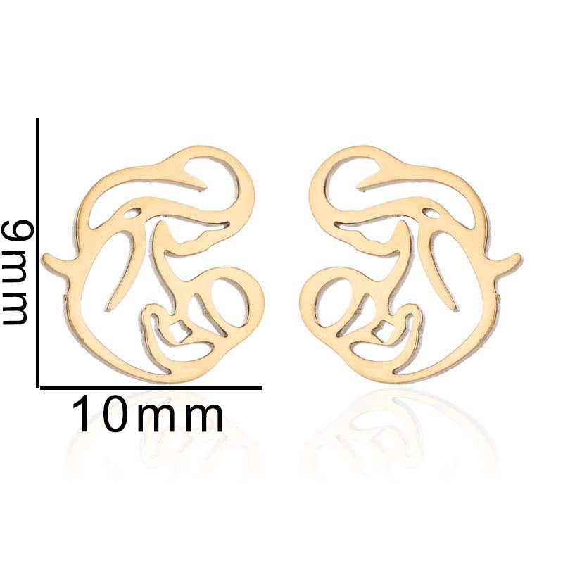 Pendientes de acero inoxidable con forma de madre e hijo: joyas sencillas y dulces para el Día de la Madre