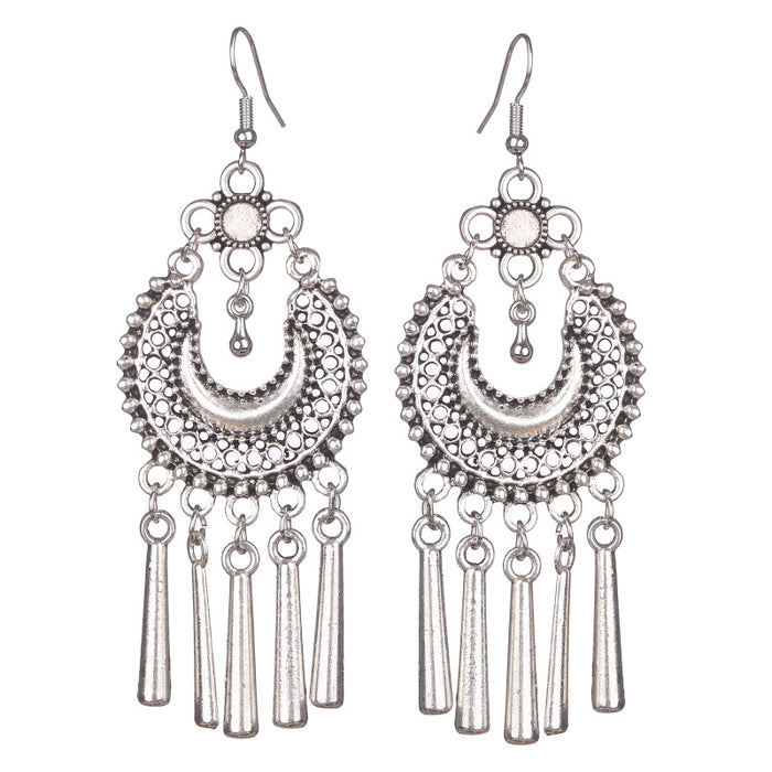 Bohemian Ethnic Vintage Alloy Tassel Earrings with Unique Design