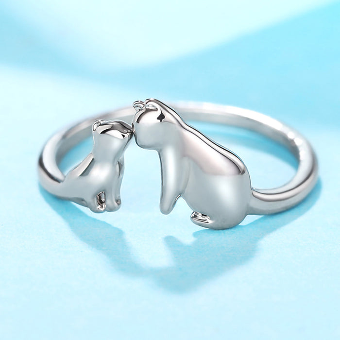 Anillo de beso de gato, lindo animal, lindo anillo de mujer