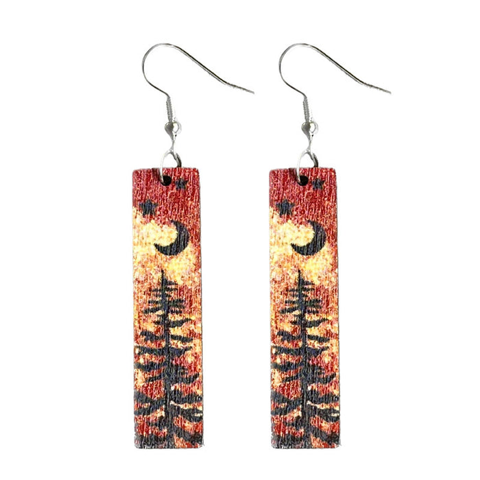 Wooden tree earrings