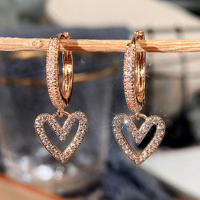 Hollow heart-shaped drop earrings sweet love earrings