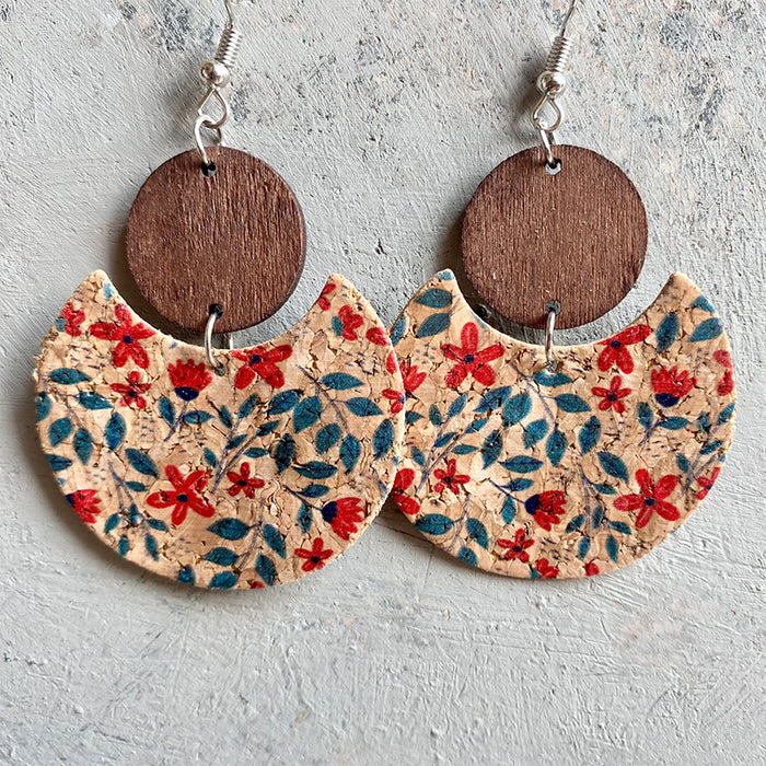 Crescent wooden earrings