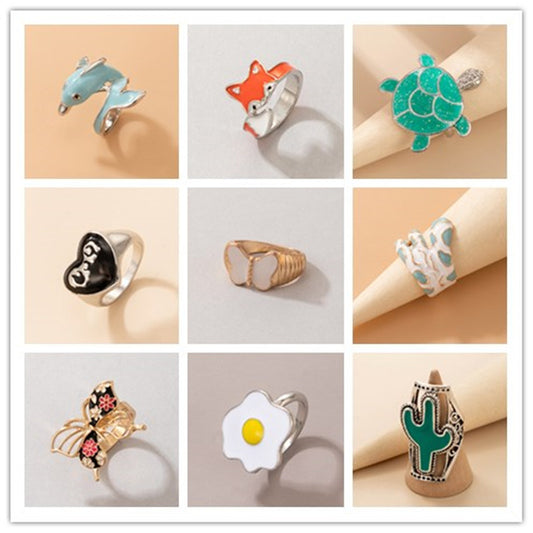 Dolphin Fox Turtle Butterfly Fun Animal Ring