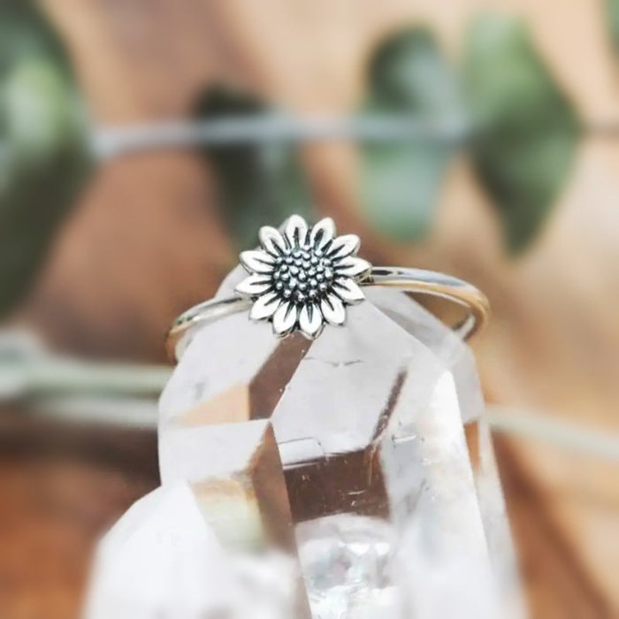 Sunflower flower ring artistic temperament ring