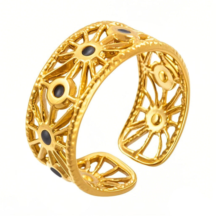 Wholesale stainless steel and titanium steel gold-plated geometric openwork rings