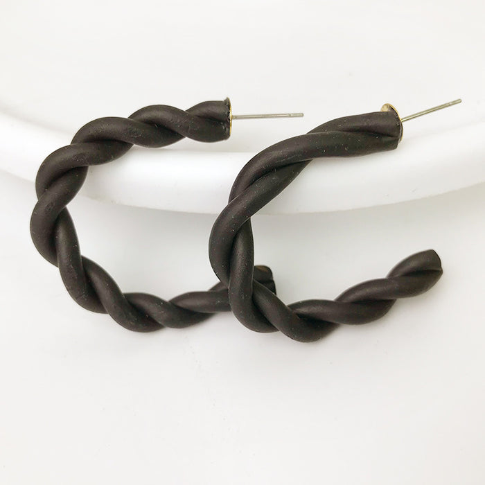 Bold Twisted Half-Moon Clay Earrings - Minimalist Handmade Jewelry"