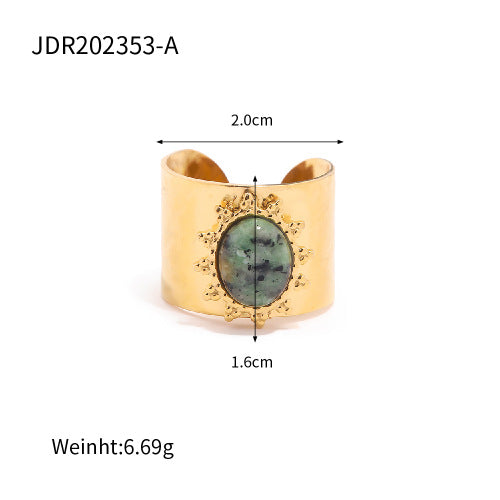 Anillo abierto de acero inoxidable con turquesa