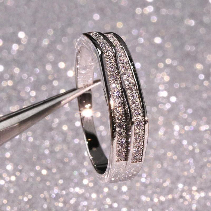 Simulation ring for women, double-layer staggered design ring, European and American cross-border hot-selling jewelry