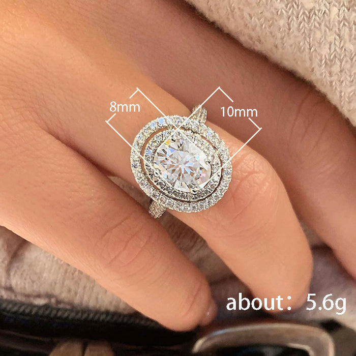 Luxury full inlaid oval zircon ring popular jewelry for women