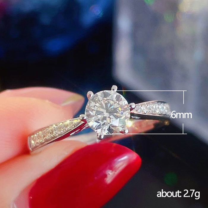 Platinum-plated simulated diamond ring European and American women's double-layer super-shiny zircon ring