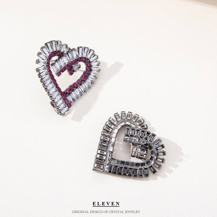 Korean Lightweight Heart Earrings - Delicate Zircon Jewelry with a Chic Design