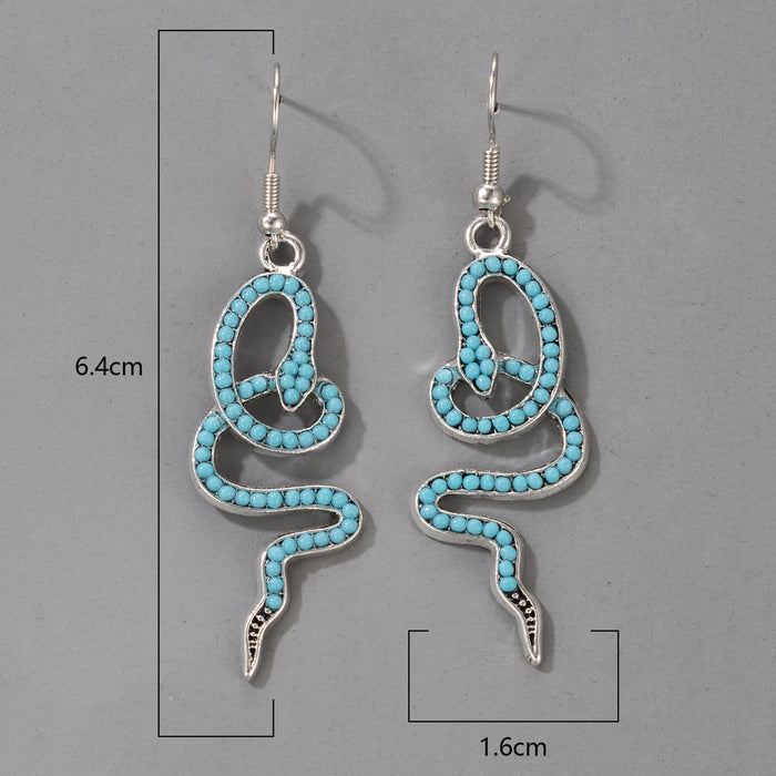 Blue snake-shaped boho earrings