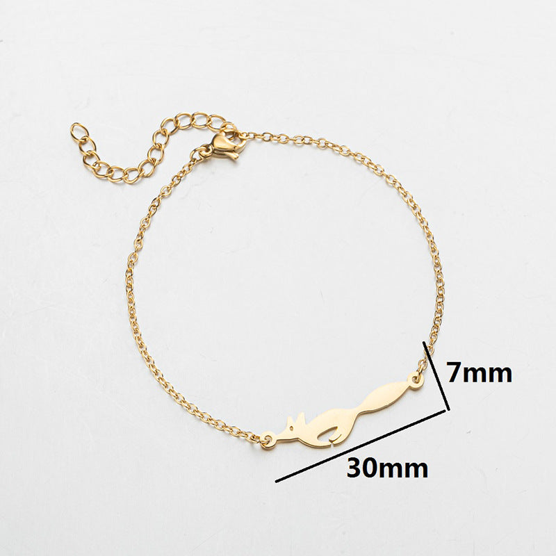 Elegant small animal bracelet, stainless steel girls niche fashion jewelry wholesale