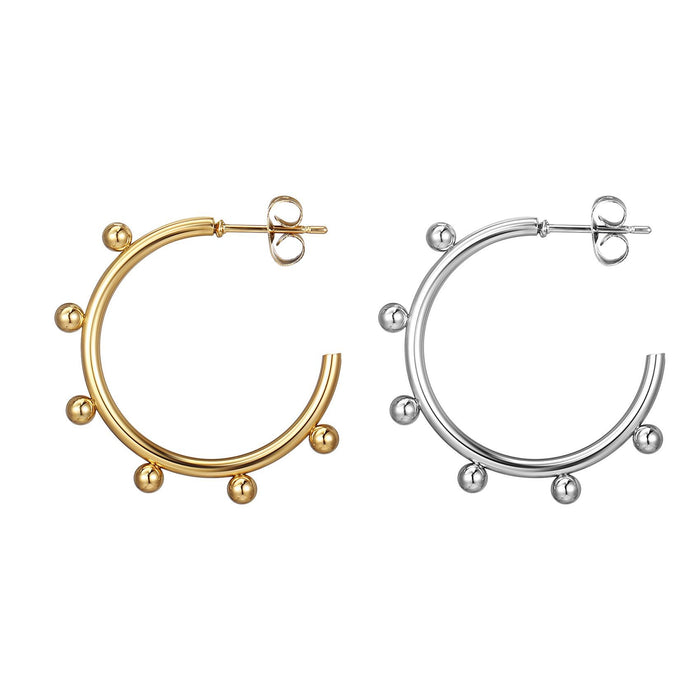 Titanium steel 18K gold women's C-shaped geometric earrings stainless steel all-match