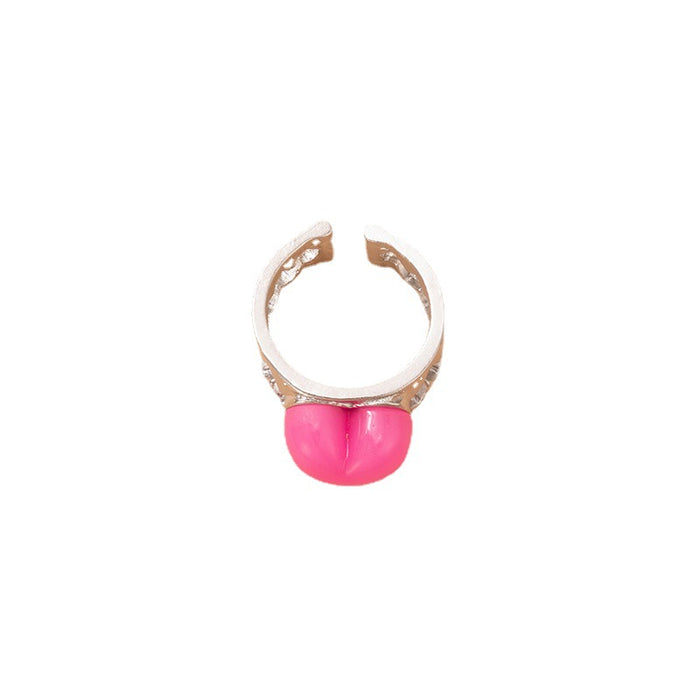 Pink Heart Hollow ECG Ring