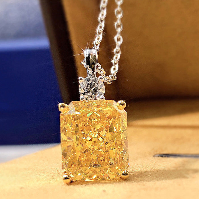 Yellow diamond ice flower cut women's necklace jewelry