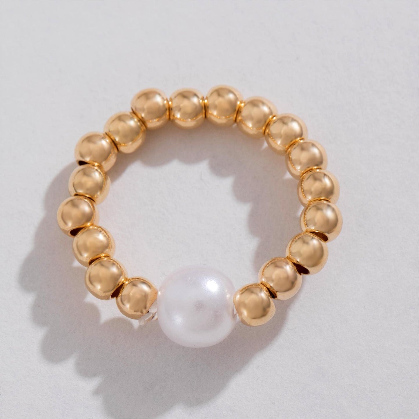 French Minimalist Beaded Ring Set – Simple Design Faux Pearl Single Ring for Women