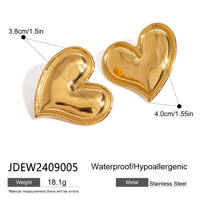 Stainless steel heart earrings 18K gold titanium steel earrings