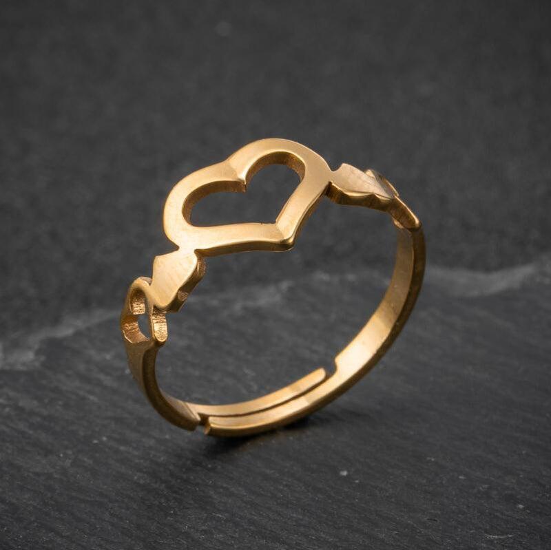 Anillo de amor geométrico, estilo retro frío japonés y coreano, una flecha a través del anillo del corazón al por mayor