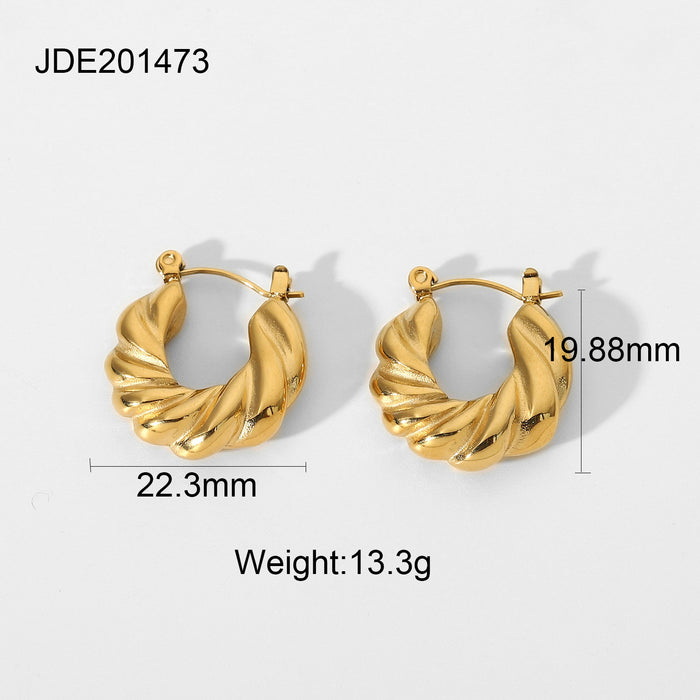 18K Gold Plated Stainless Steel Asymmetric Spiral Earrings - Minimalist Design Jewelry