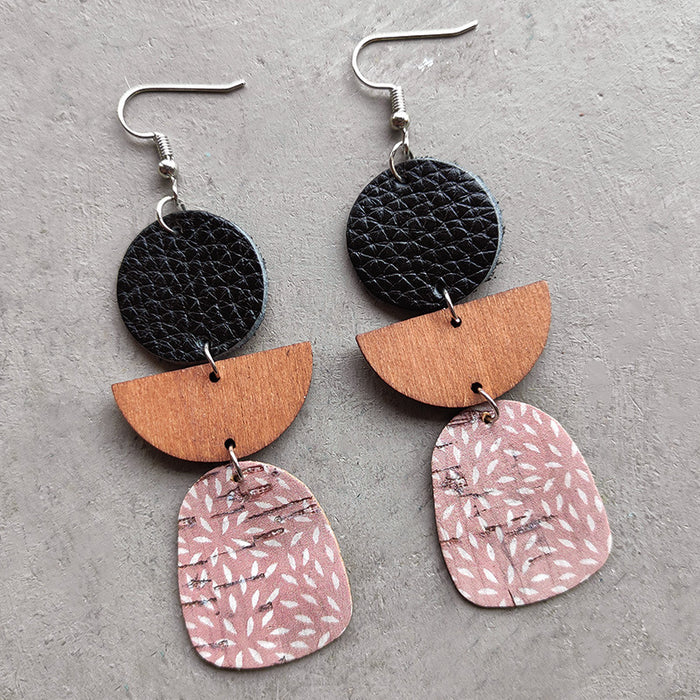 Wooden leopard print earrings