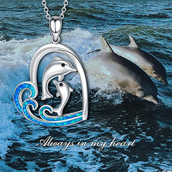 Love Dolphin Pendant Women's Double Dolphin Clavicle Necklace