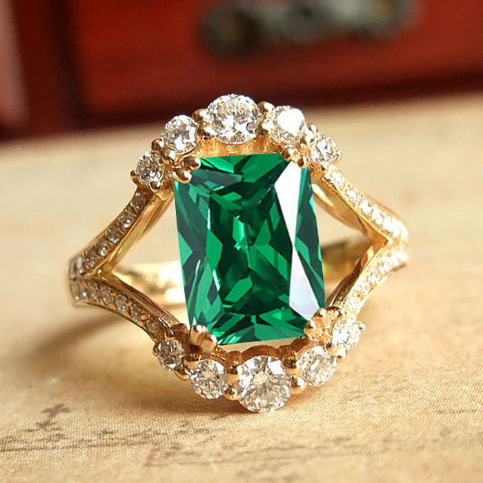 Queen square ring imitation natural gemstone ring Italian court style jewelry