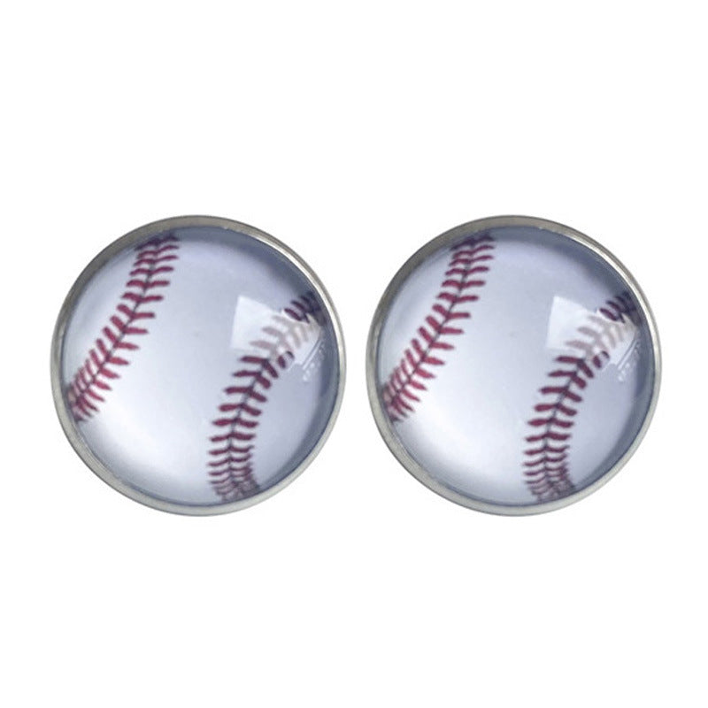 Vintage Glass Sports Earrings with Basketball, Baseball, Softball, and Volleyball Designs