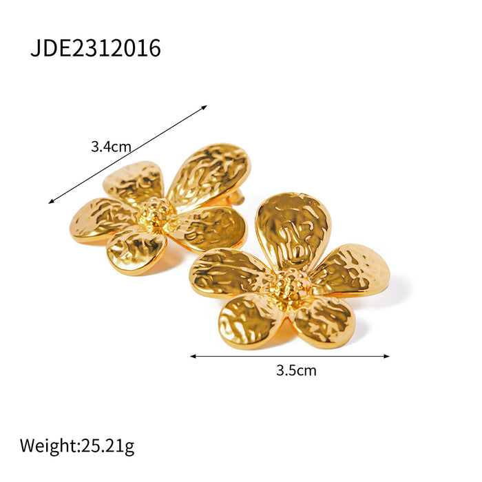 Designer 18K Gold Stainless Steel Gold-Silver Daisy Earrings - Floral Series Jewelry