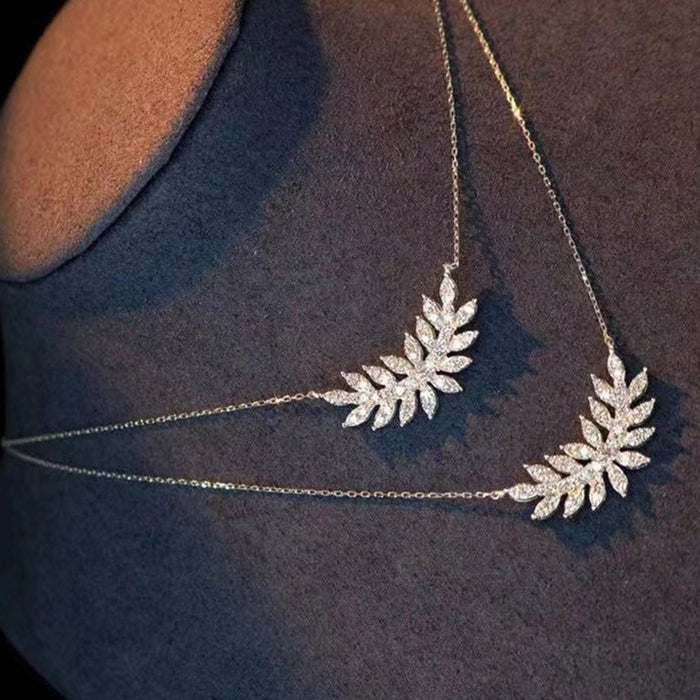 Feather necklace zircon clavicle chain European and American popular jewelry