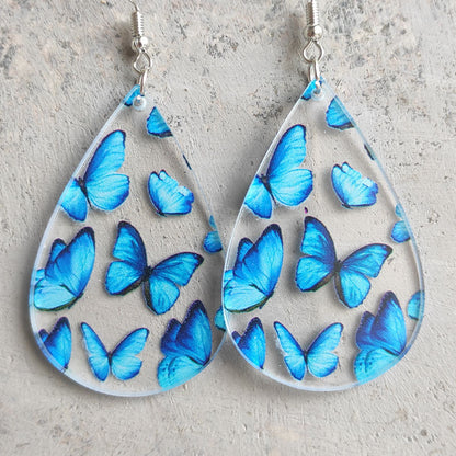 Transparent acrylic broadleaf earrings