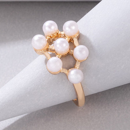 Butterfly pearl oil drop single ring, geometric Korean style simple opening