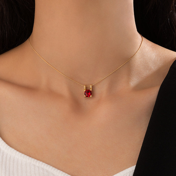 Collar de circonitas en forma de corazón para mujer: cadena minimalista con colgante de piedras preciosas