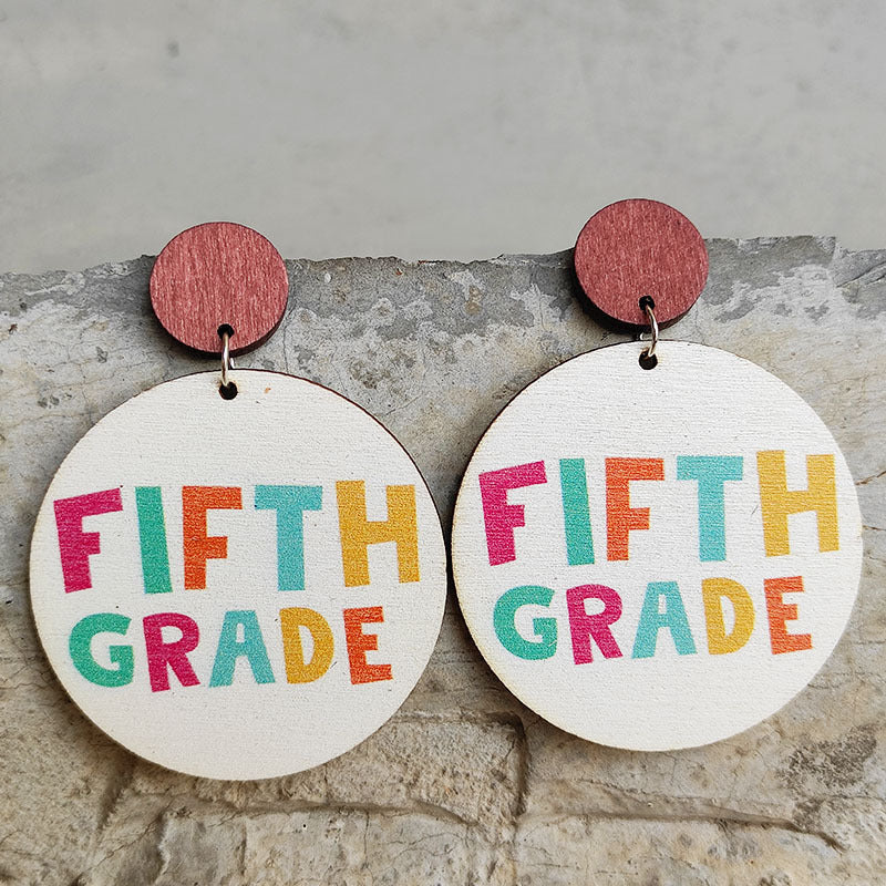 Colored alphabet wooden earrings