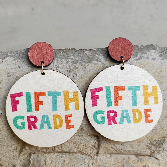 Colored alphabet wooden earrings