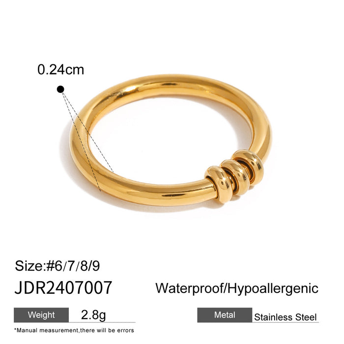 Stainless steel plain ring 18k gold open design