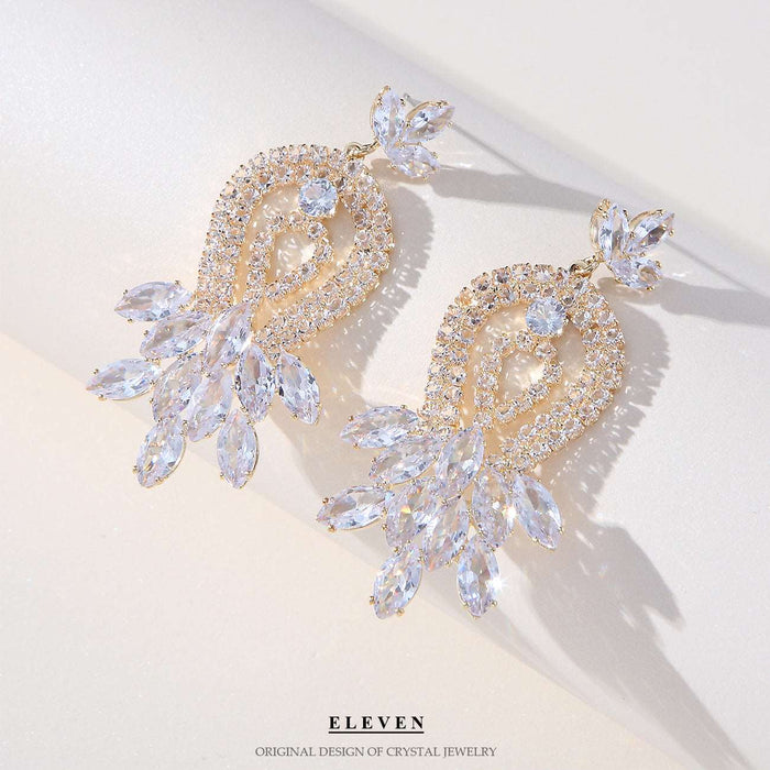 S925 Silver Needle Colored Zircon Sector Earrings