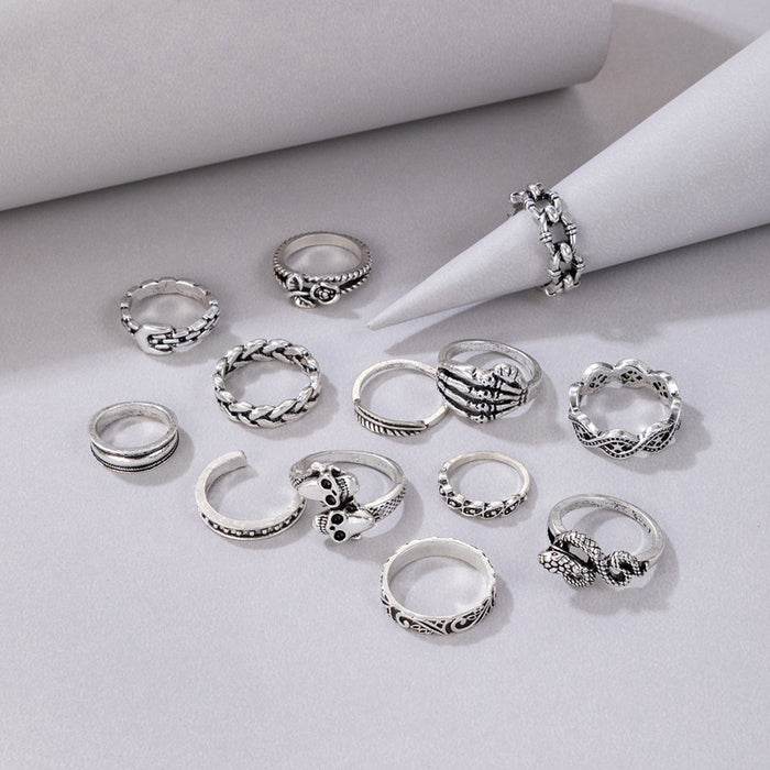 Simple Gold Polished 12-Piece Ring Set