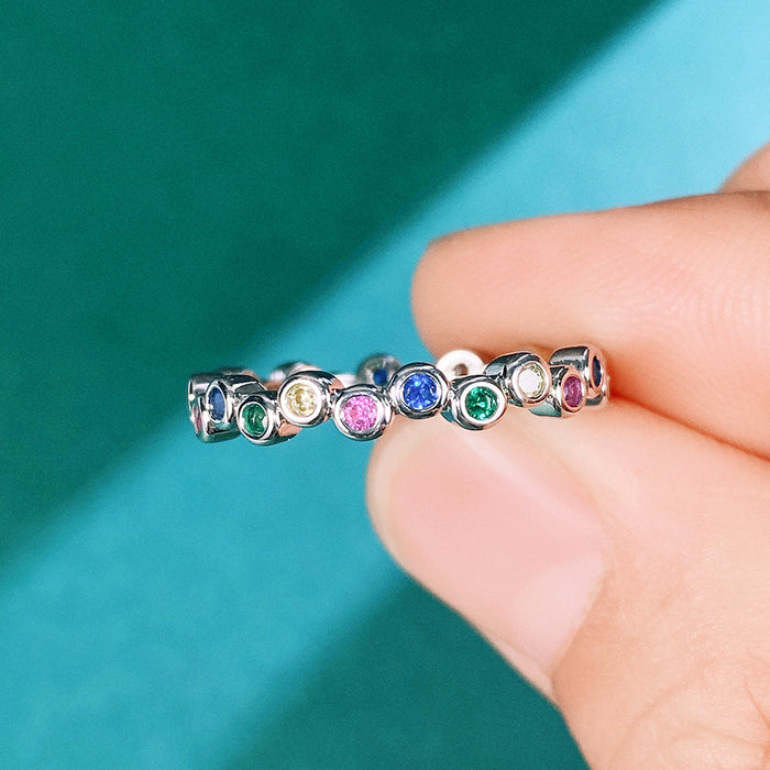 Colored zircon platinum-plated ring Korean fashion ring bracelet