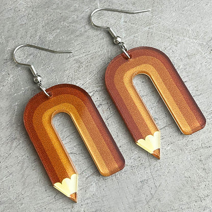 Colorful Pencil Earrings with Art Teacher and School Gift Design