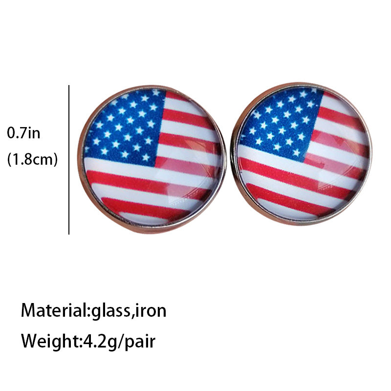 Vintage Glass American Flag Sports Earrings with Baseball, Softball, and Volleyball Designs